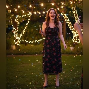 I Heart Ronson Black & Red Floral Dress